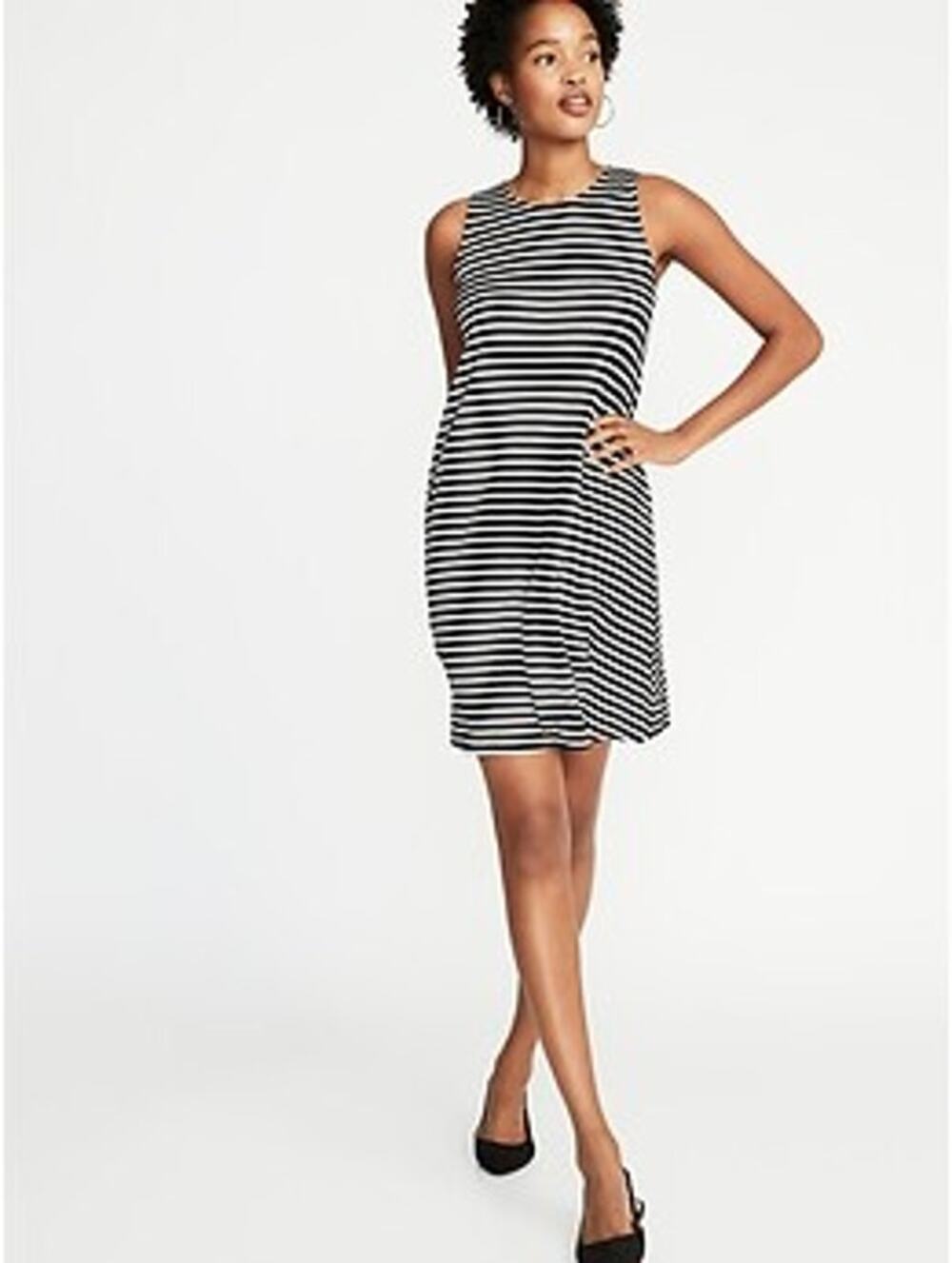 Old Navy Striped Jersey-Knit Sleeveless Swing Dress M